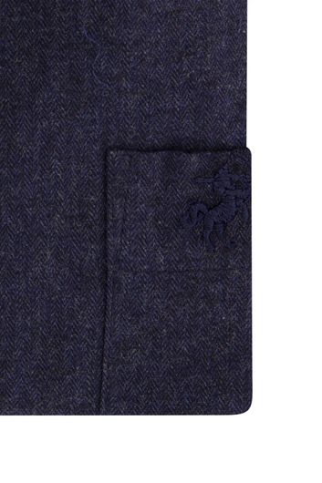 Eden Valley casual overhemd wijde fit donkerblauw effen katoen