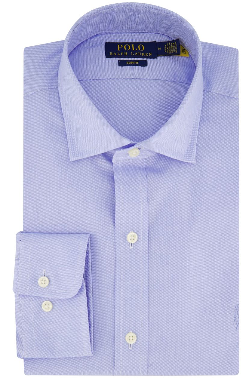 Polo Ralph Lauren business overhemd slim fit lichtblauw effen katoen enkele manchet