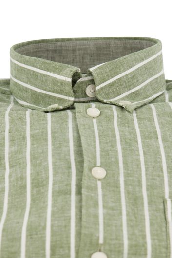 Ledub overhemd groen gestreept linnen