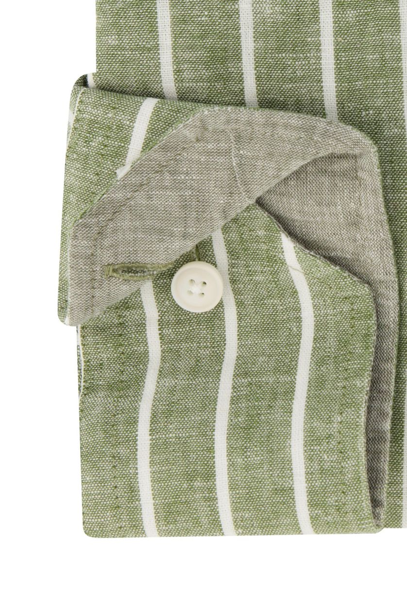 Groen wit gestreept Ledub overhemd linnen