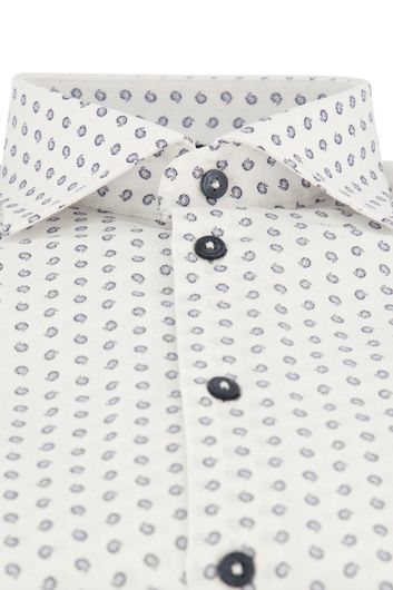 Ledub overhemd Modern Fit wit geprint katoen
