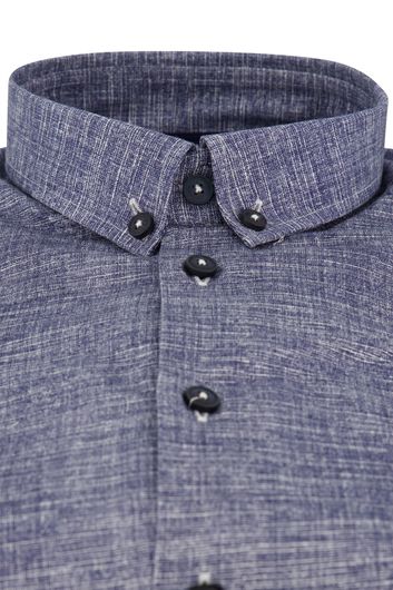 Ledub overhemd modern fit blauw geprint katoen
