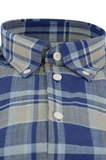 Ledub business overhemd Modern Fit New normale fit blauw geruit katoen