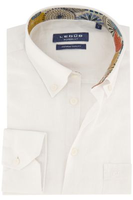 Ledub Ledub overhemd modern fit wit borstzak
