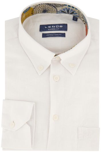 Ledub overhemd modern fit wit borstzak
