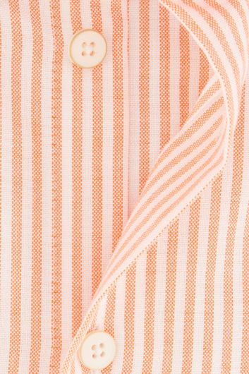 Ledub overhemd modern fit oranje gestreept katoen korte mouw
