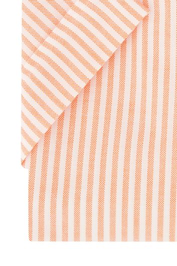 Ledub overhemd modern fit oranje gestreept katoen korte mouw