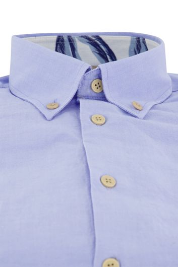 Ledub overhemd katoen modern fit korte mouw blauw