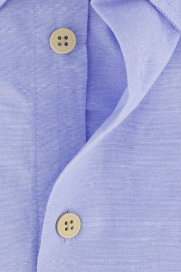Ledub overhemd katoen modern fit korte mouw blauw
