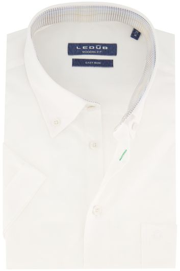 Ledub overhemd katoen modern fit wit korte mouw