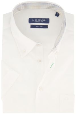 Ledub Ledub overhemd katoen modern fit wit korte mouw