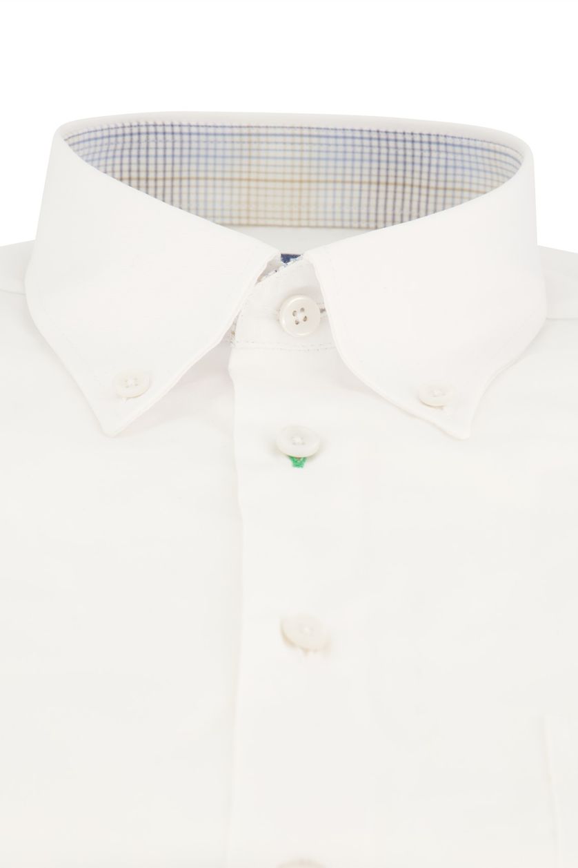 Ledub modern fit wit katoen korte mouw overhemd