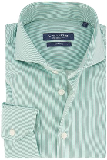 Ledub business overhemd Modern Fit New normale fit groen gestreept katoen