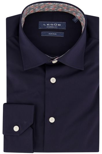 Ledub business overhemd Modern Fit New normale fit donkerblauw effen katoen