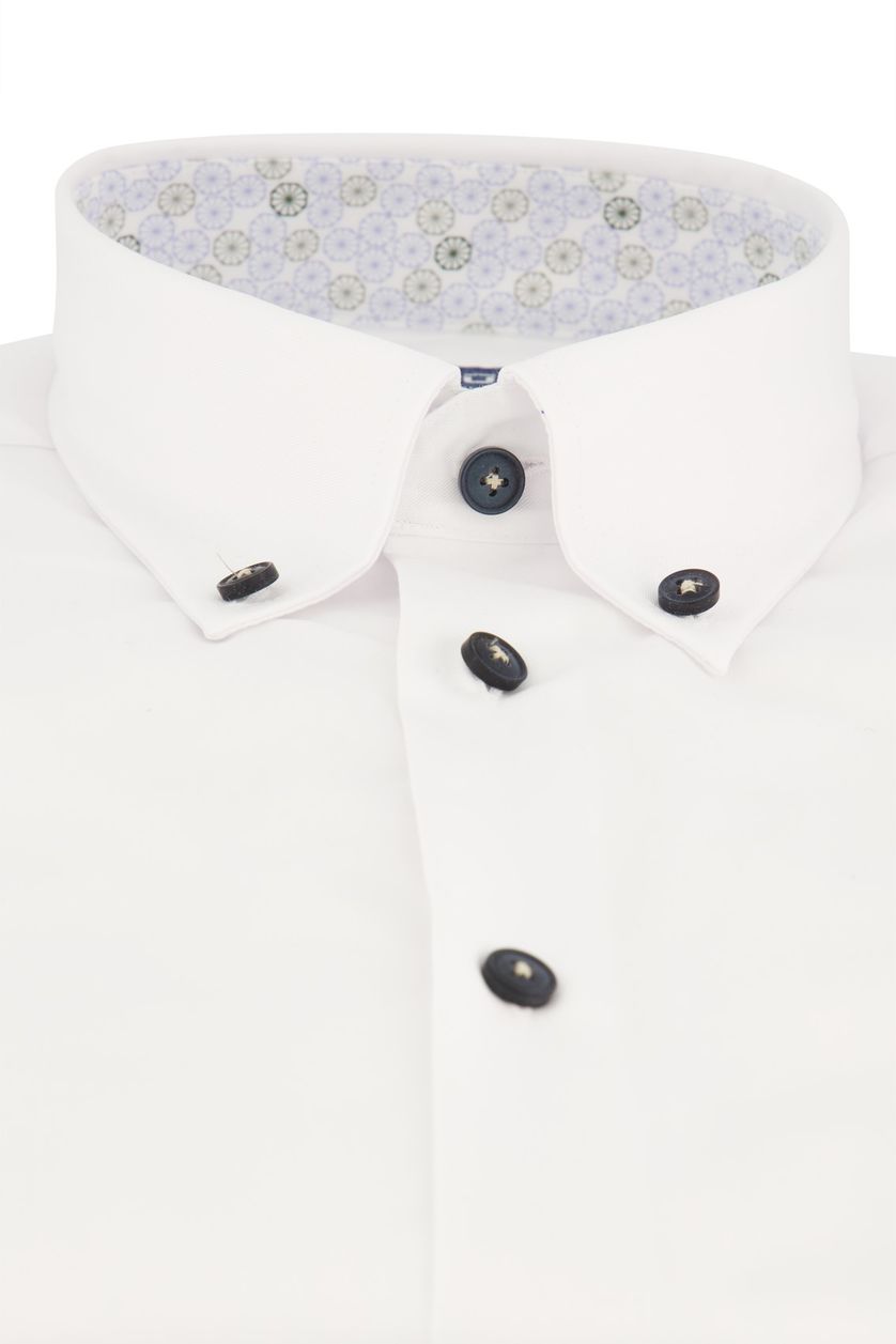 Ledub korte mouw overhemd wit modern fit katoen