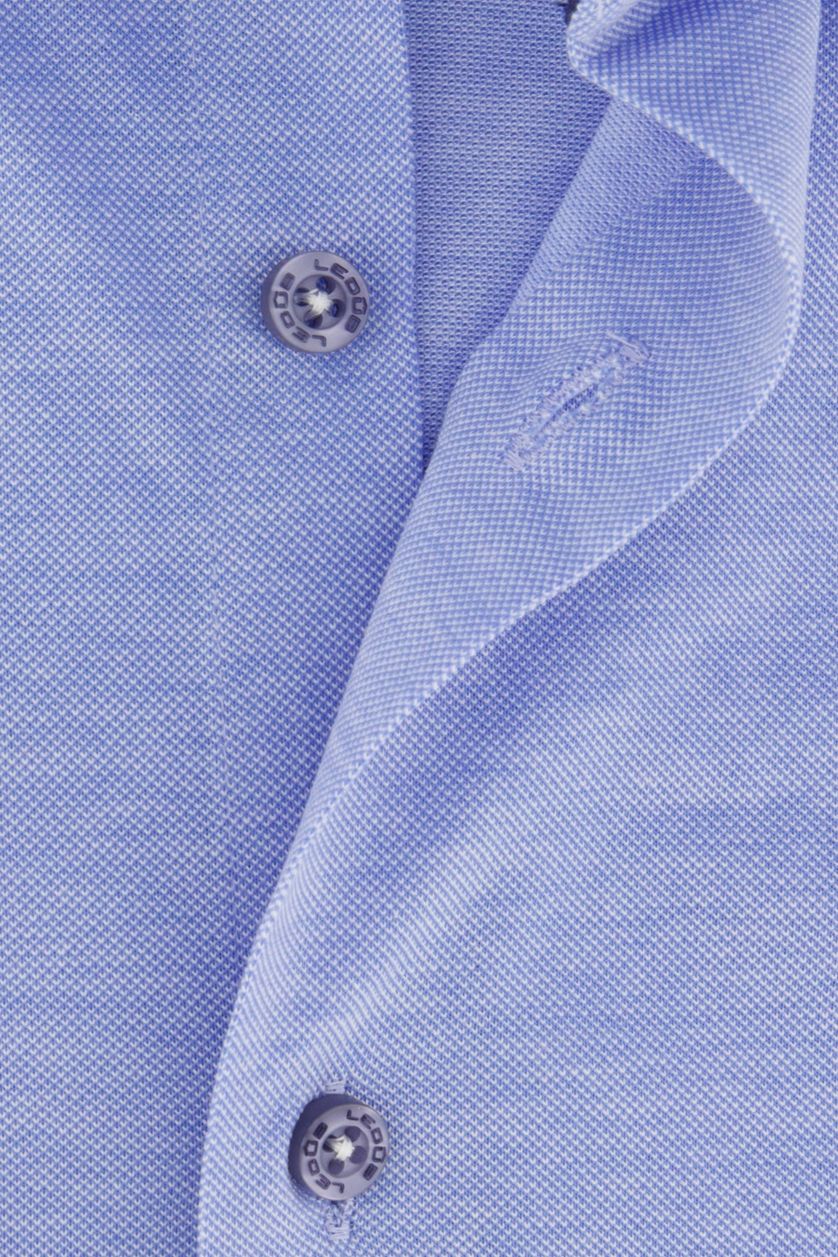 Ledub overhemd mouwlengte 7 knitted Slim Fit blauw katoen