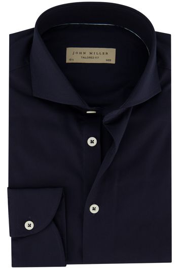 John Miller navy overhemd tailored fit katoen cutaway boord