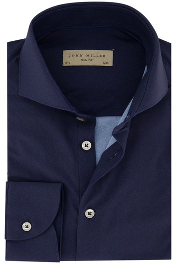 John Miller business overhemd Slim Fit slim fit donkerblauw effen 