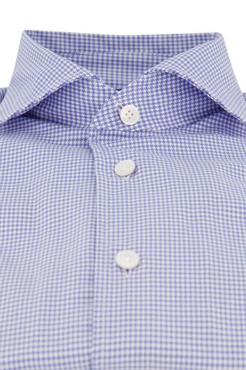 John Miller business overhemd Slim Fit slim fit lichtblauw geruit katoen