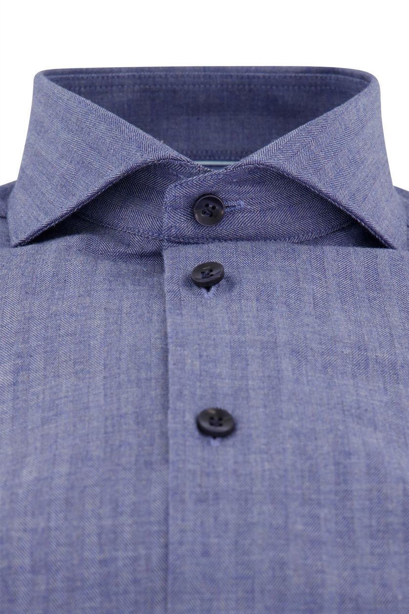 John Miller overhemd blauw geprint tailored fit katoen