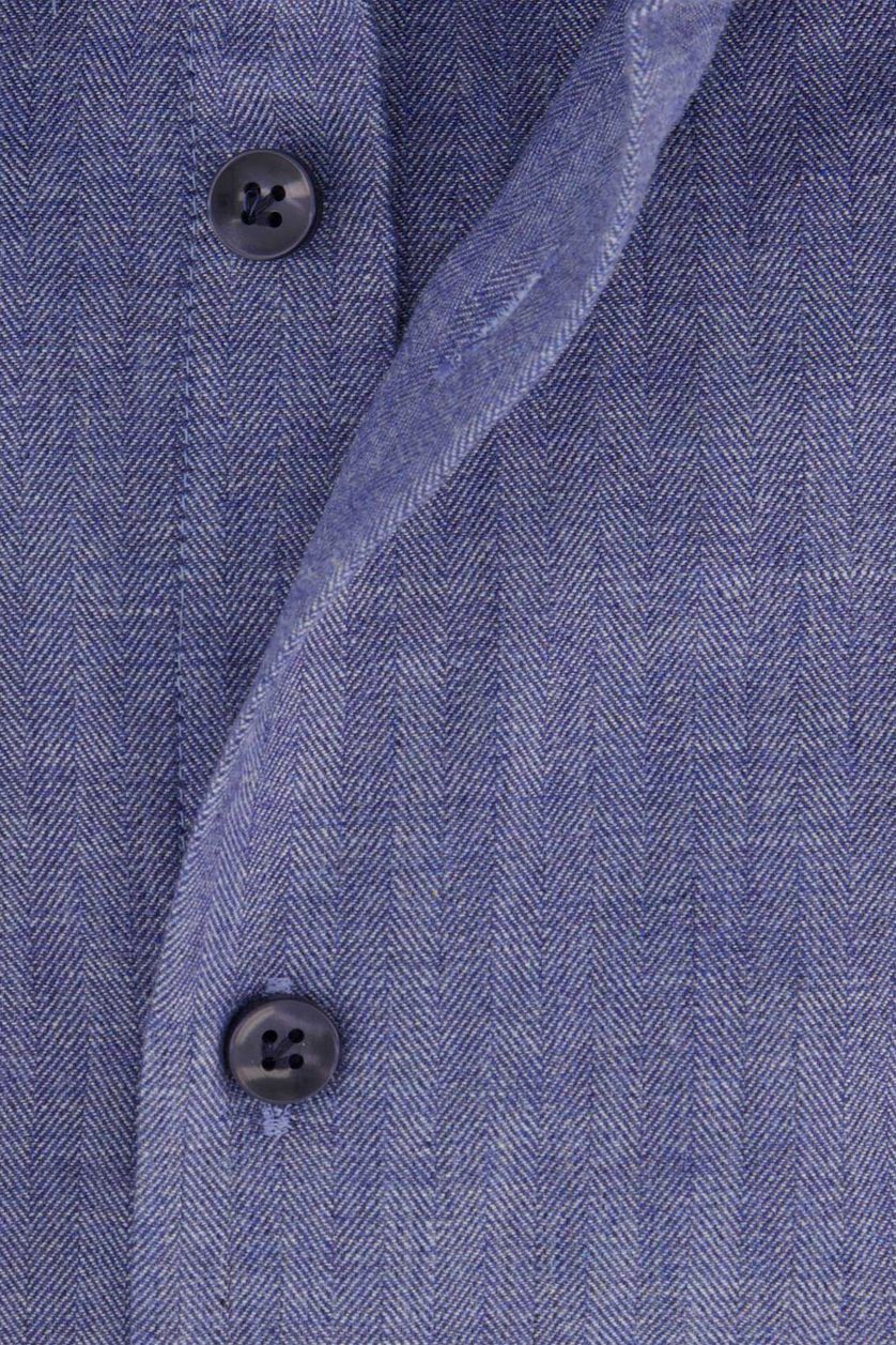 John Miller overhemd blauw geprint tailored fit katoen