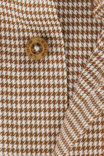 Ledub overhemd modern fit bruin geruit katoen