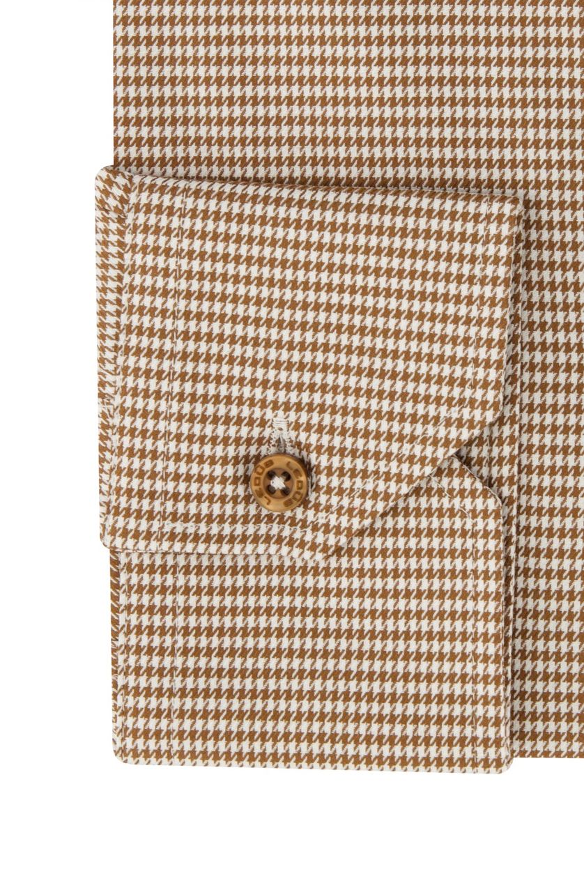 Ledub bruin geruit overhemd modern fit katoen
