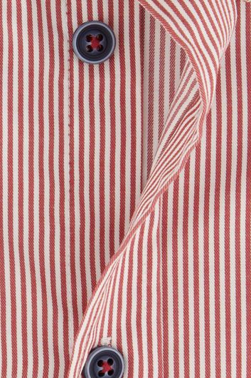 Ledub strijkvrij overhemd Tailored Fit rood gestreept katoen