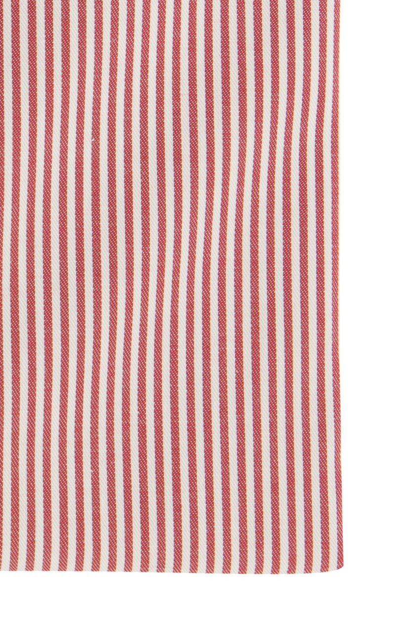 Ledub overhemd Tailored Fit rood gestreept katoen strijkvrij