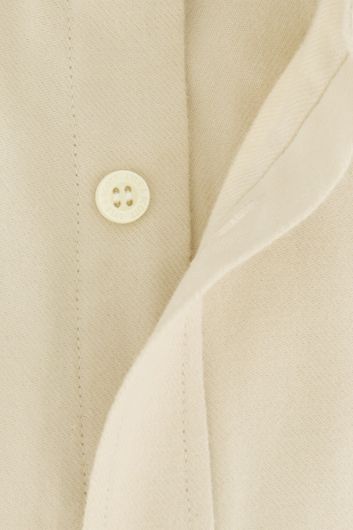 Lyle & Scott casual overhemd normale fit beige effen katoen button-down boord