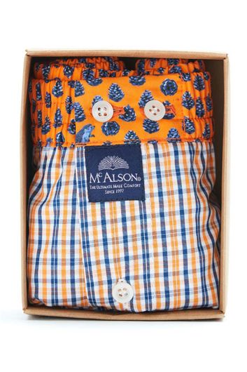 Mc Alson boxershort oranje wit blauw geruit 