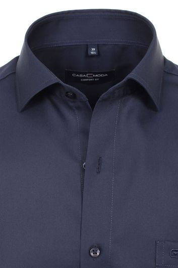 Casa Moda overhemd mouwlengte 7 normale fit donkerblauw effen katoen