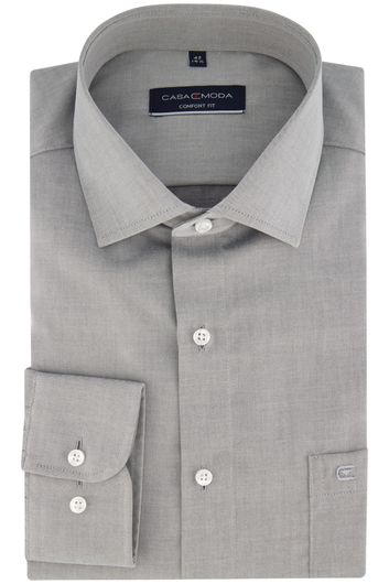 Casa Moda overhemd mouwlengte 7 normale fit grijs effen katoen