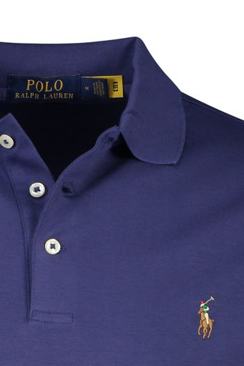 Polo Ralph Lauren polo Custom Slim Fit donkerblauw effen 100% katoen
