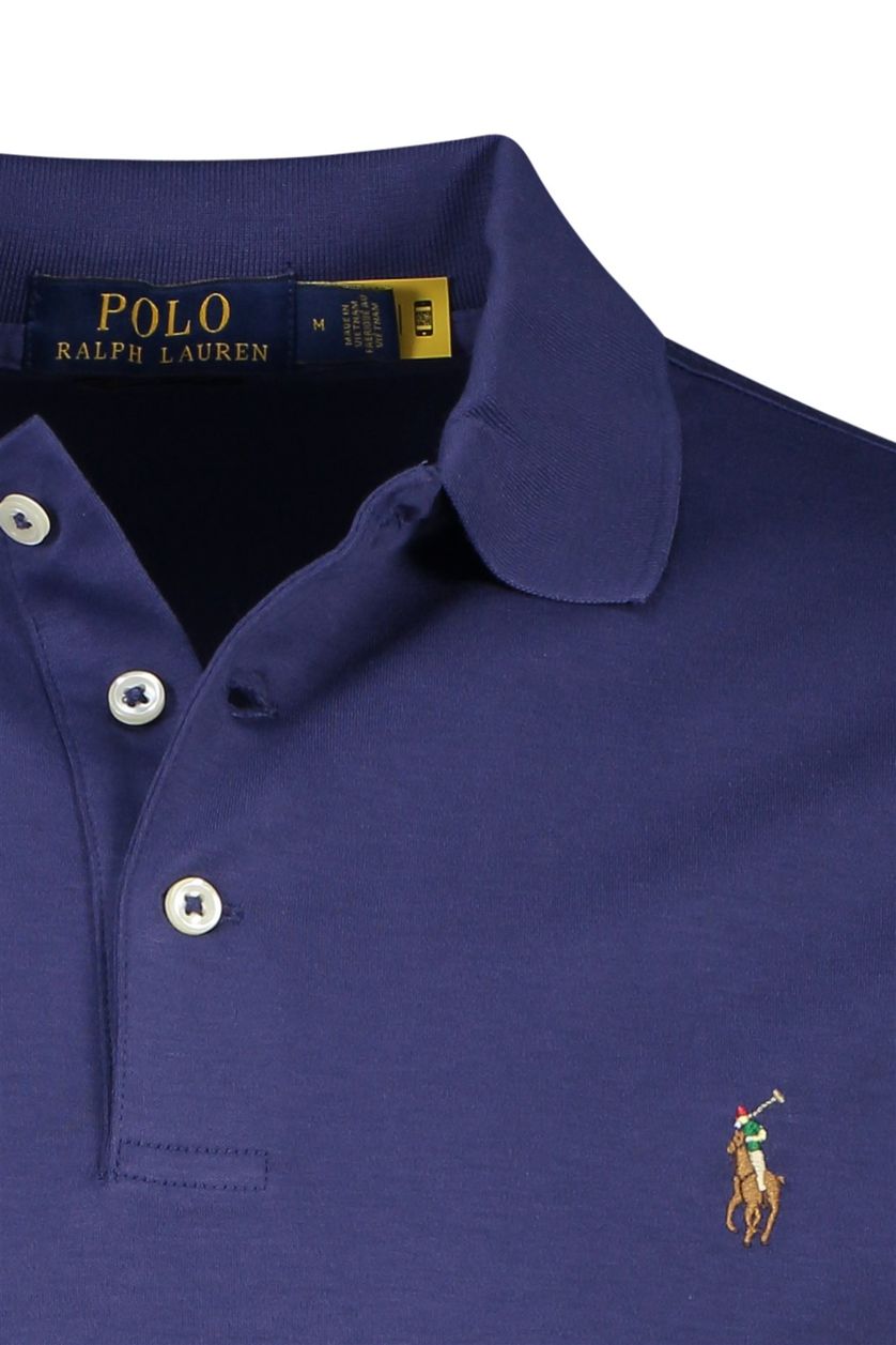 Polo Ralph Lauren poloshirt Custom Slim Fit navy effen katoen