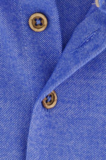 Portofino casual overhemd wijde fit blauw effen katoen