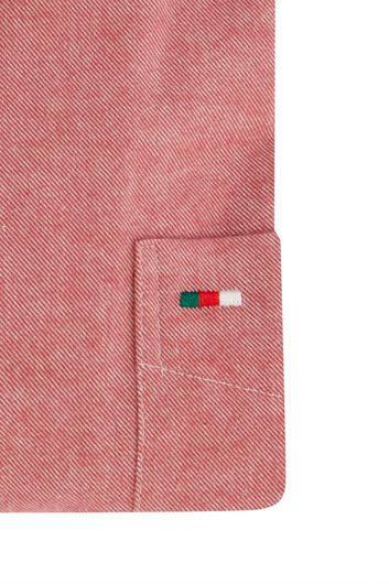 Portofino casual overhemd wijde fit rood effen katoen