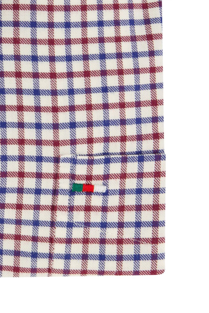 Portofino casual overhemd wijde fit wit rood blauw geruit katoen