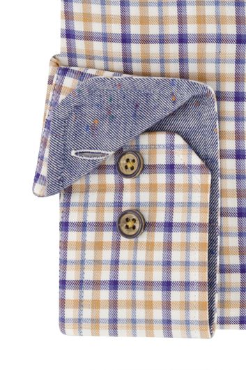 Portofino casual overhemd wijde fit blauw geruit katoen button-down