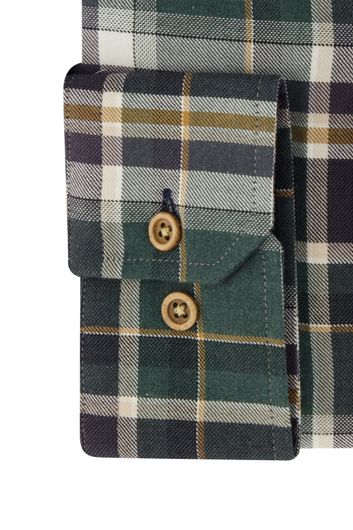 Portofino casual overhemd wijde fit groen geruit katoen button-down