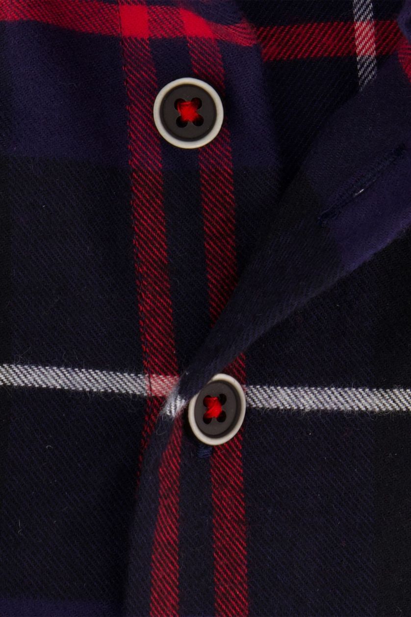 Portofino casual overhemd wijde fit rood en donkerblauw geruit katoen flannel