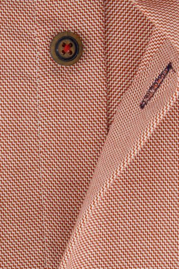 Ledub overhemd rood geprint modern fit katoen strijkvrij