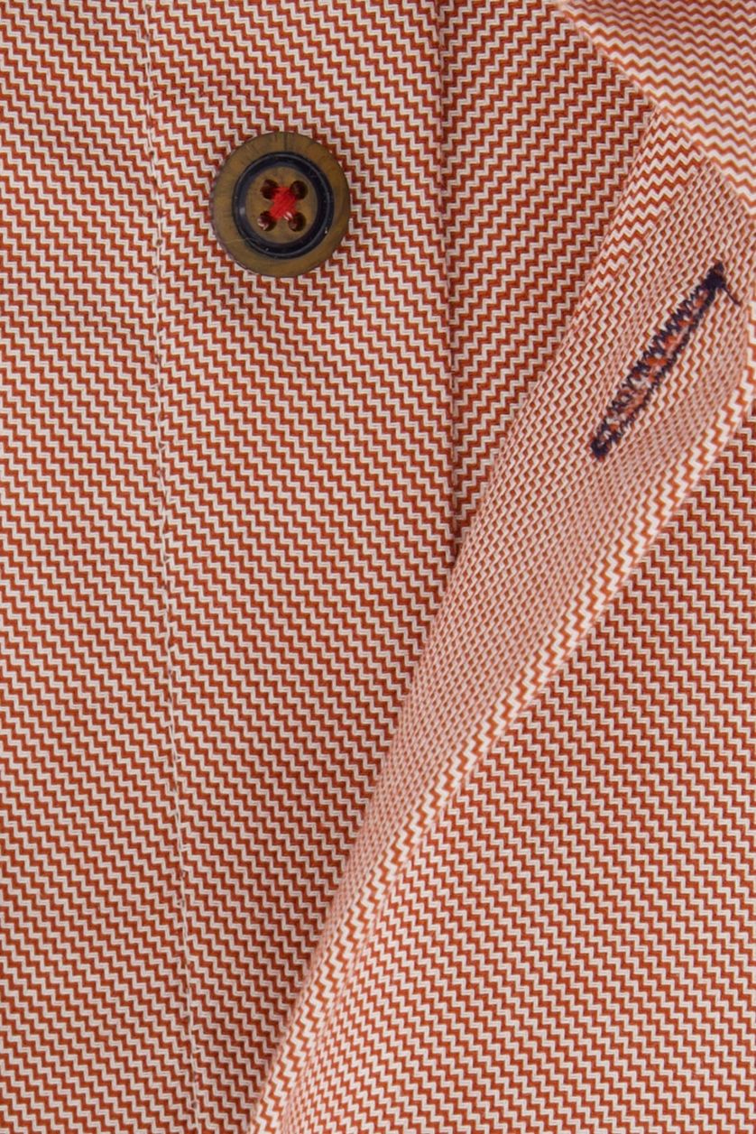Ledub overhemd strijkvrij katoen modern fit rood geprint