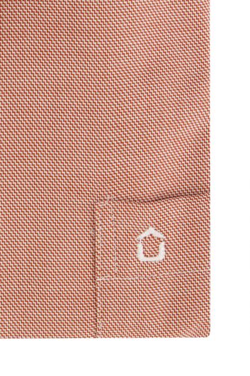 Ledub overhemd rood geprint modern fit katoen strijkvrij