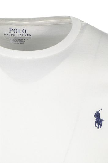 Polo Ralph lauren t-shirt wit ronde hals Custom Slim Fit effen katoen