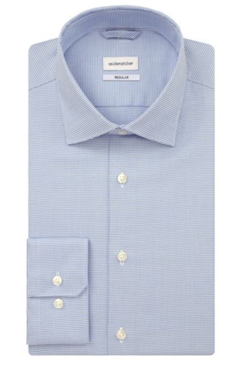 Seidensticker business overhemd Regular Fit blauw wit geruit katoen