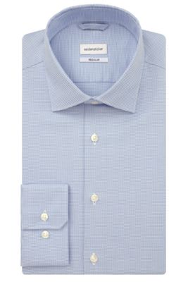 Seidensticker Seidensticker business overhemd Regular Fit blauw wit geruit katoen