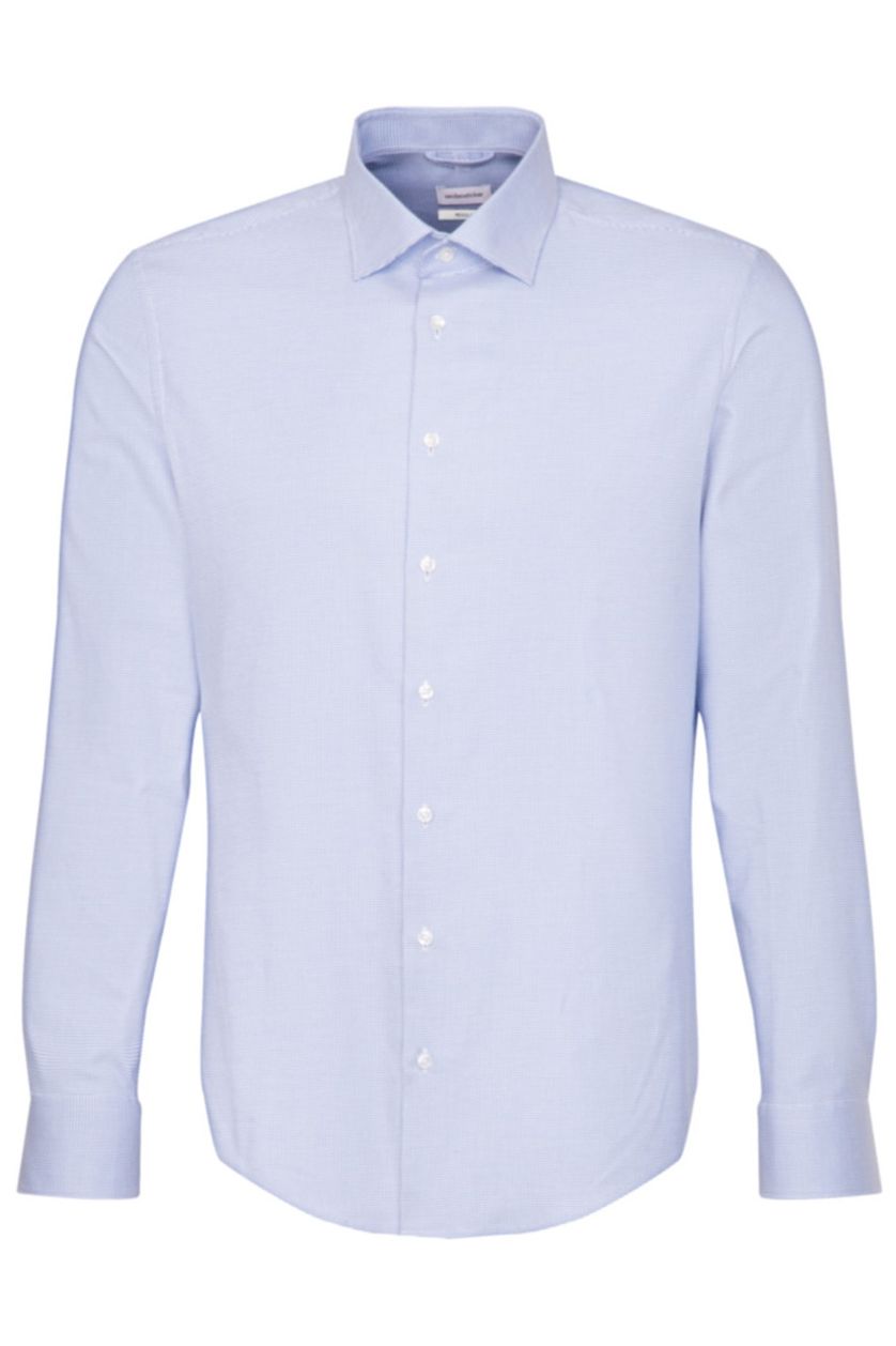 Seidensticker business Regular overhemd normale fit blauw geruit 100% katoen