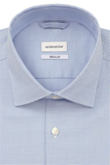 Seidensticker business overhemd Regular normale fit blauw geruit katoen