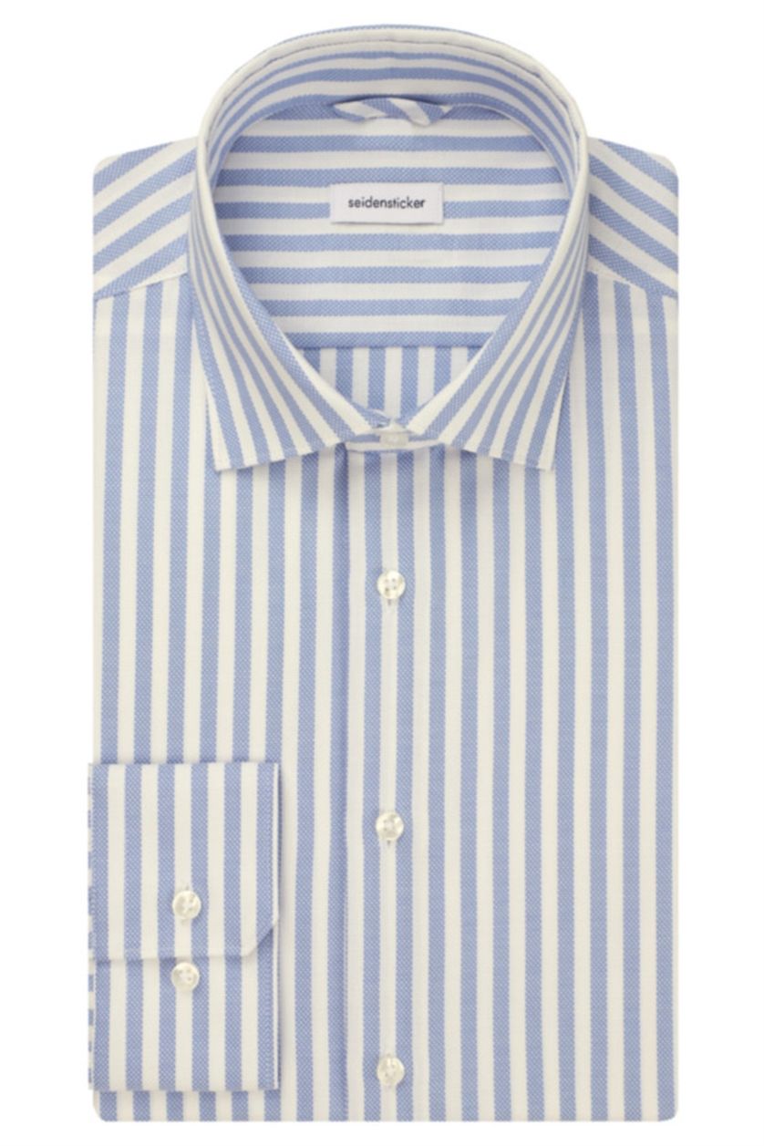 Seidensticker business overhemd Regular Fit lichtblauw wit strepen katoen
